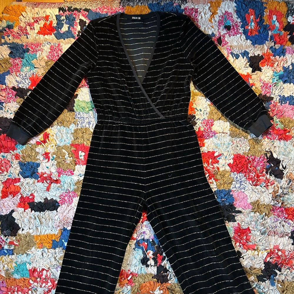Suzi Kondi Black Striped Jumpsuit
